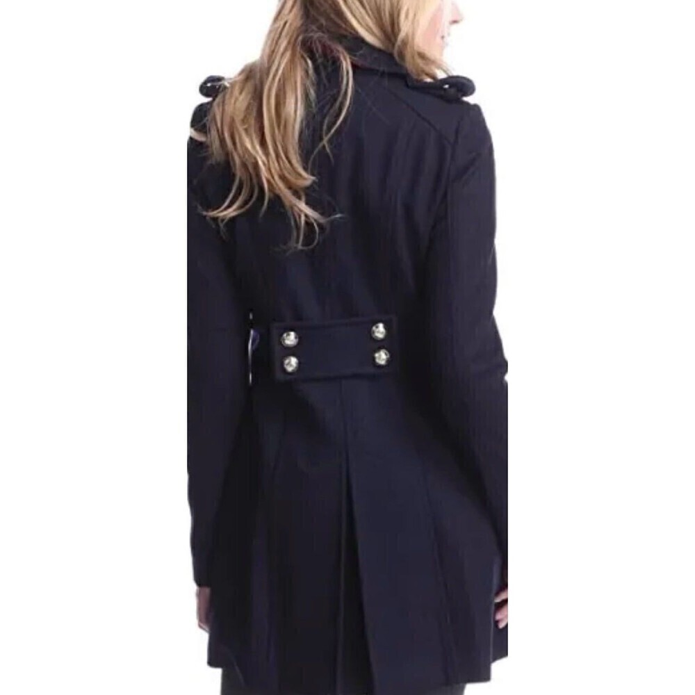 Tommy Hilfiger Women's Fitted Wool Blend Military Coat Midnight Blue SIZE 6 - Picture 3 of 12
